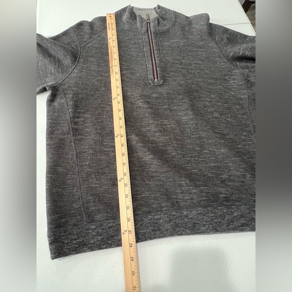 Tommy Bahama Men's Long Sleeved 1/4 Zip Cotton Blend Pullover Charcoal - Picture 10 of 11